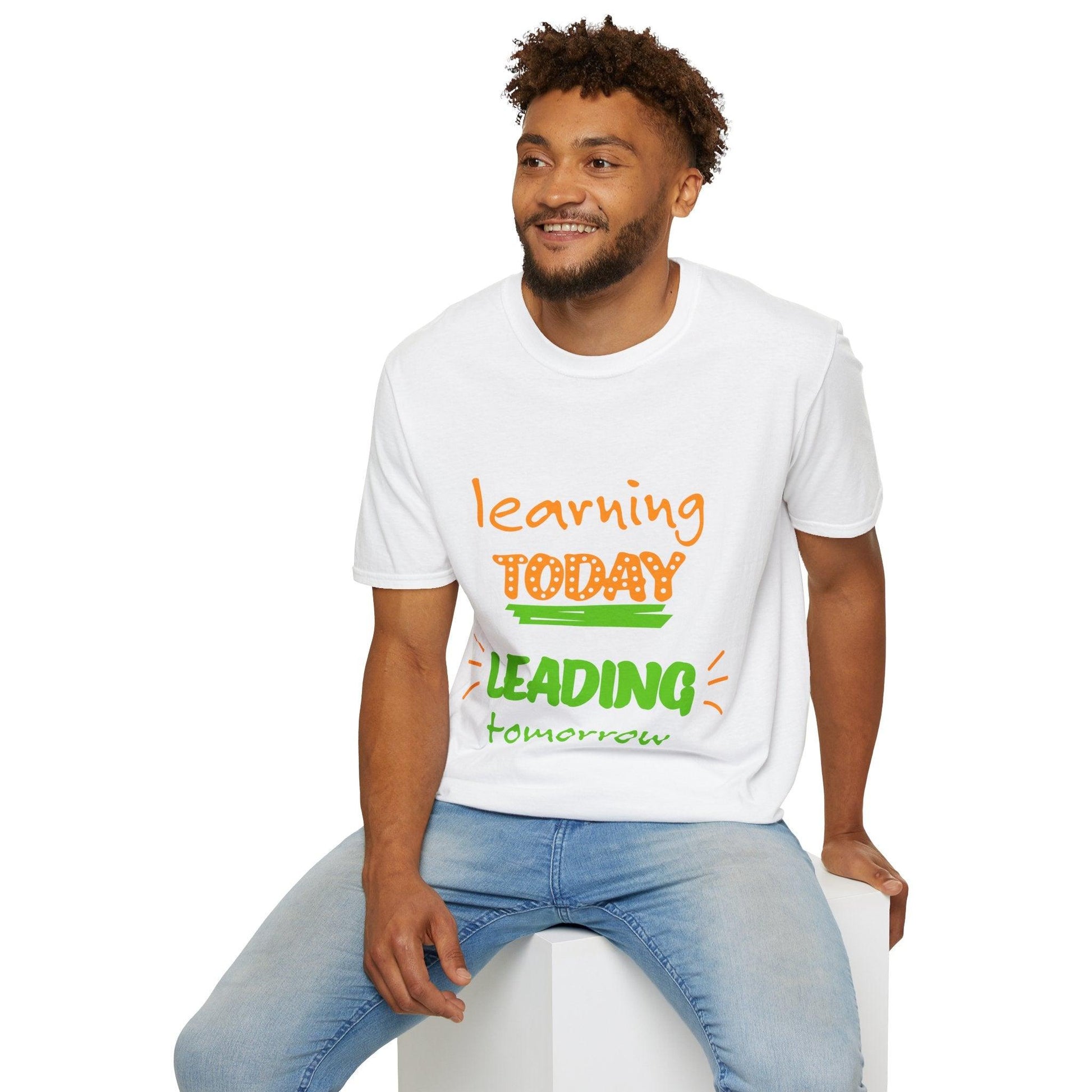 white 100 Cotton T Shirt for Women & Men : Leading tomorrow, Learning today Aya's Hidden Treasures