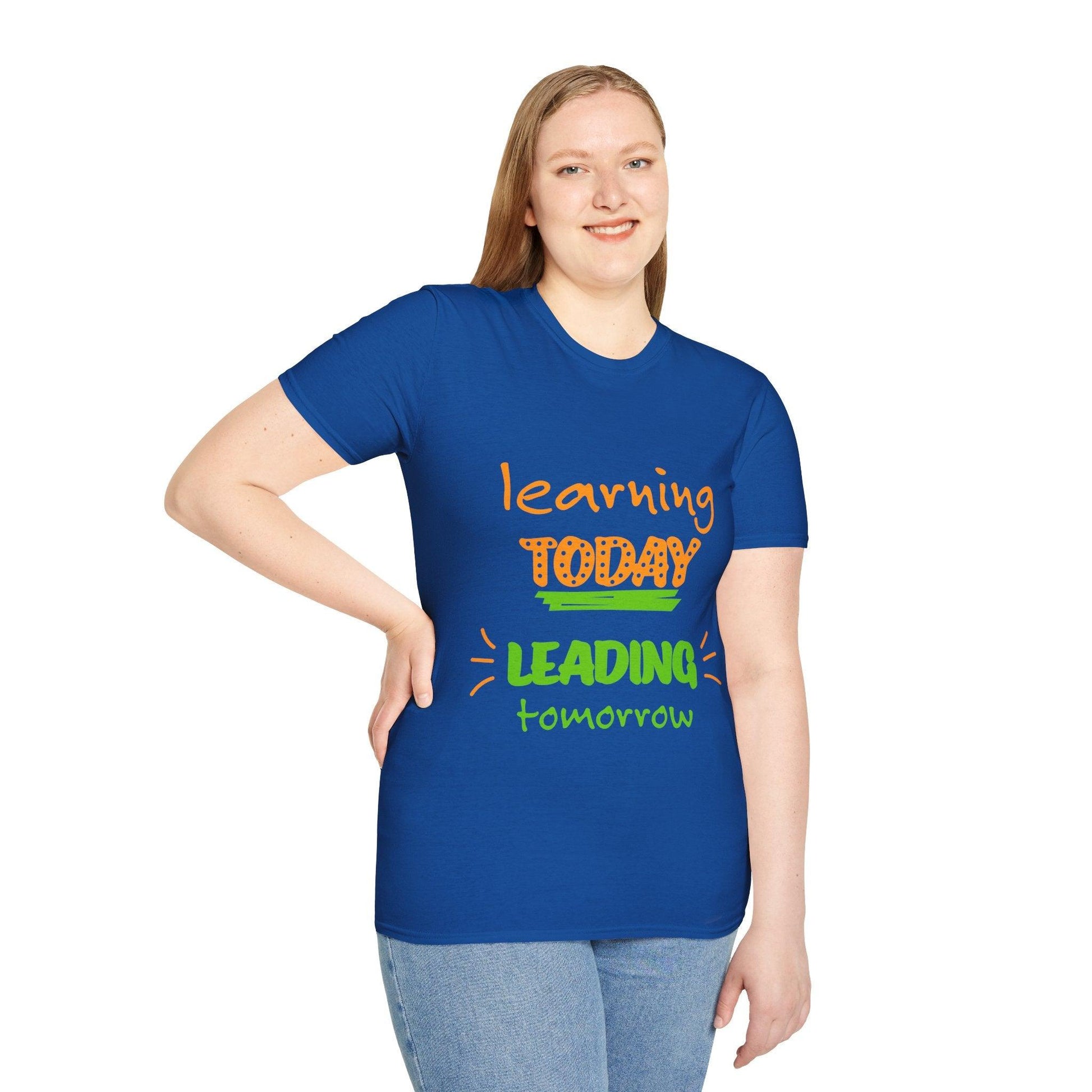 royal blue t shirt, 100 Cotton T Shirt for Women & Men : Leading tomorrow, Learning today Aya's Hidden Treasures