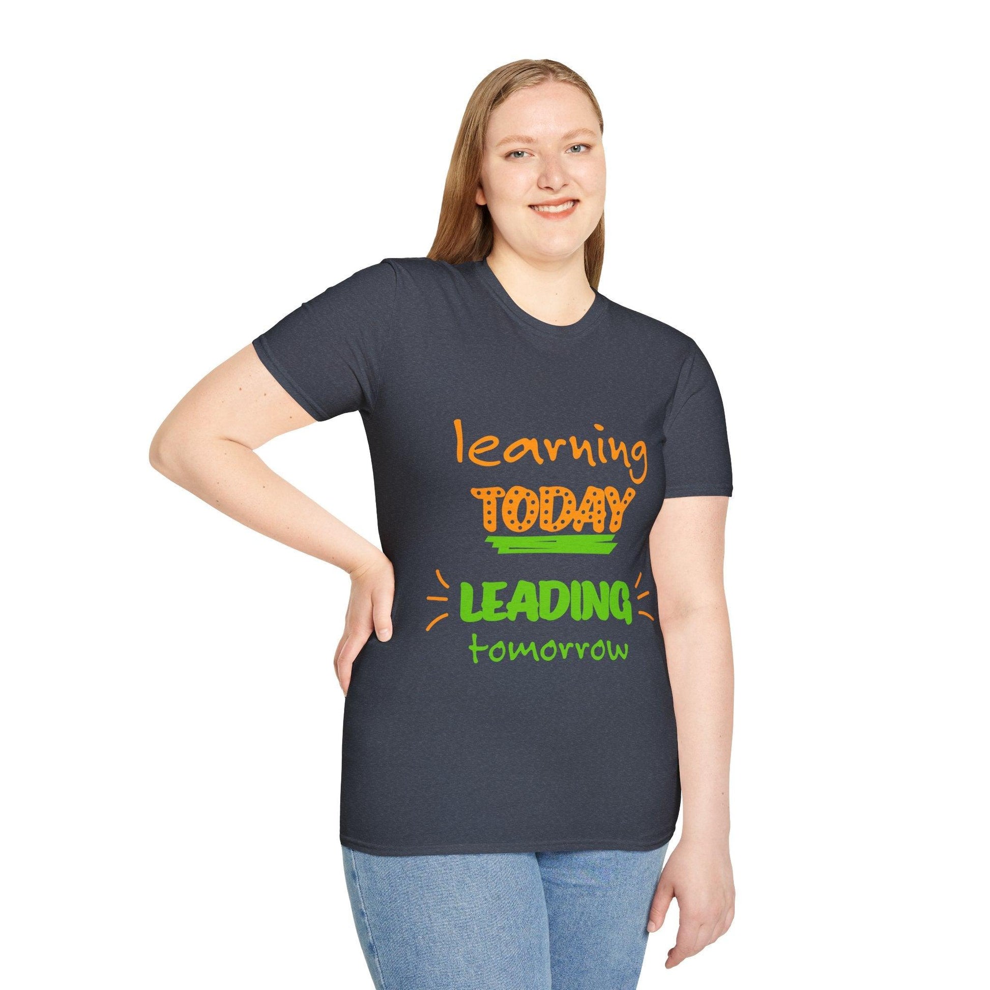 navy t shirt, 100 Cotton T Shirt for Women & Men : Leading tomorrow, Learning today Aya's Hidden Treasures