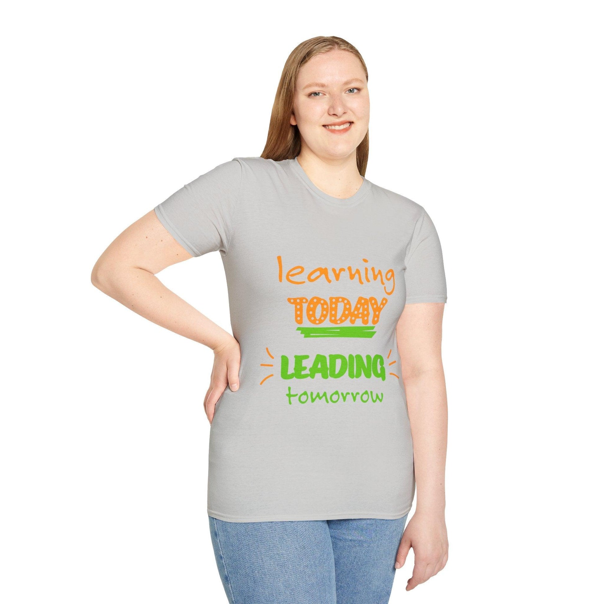 sport grey t shirt, 100 Cotton T Shirt for Women & Men : Leading tomorrow, Learning today Aya's Hidden Treasures