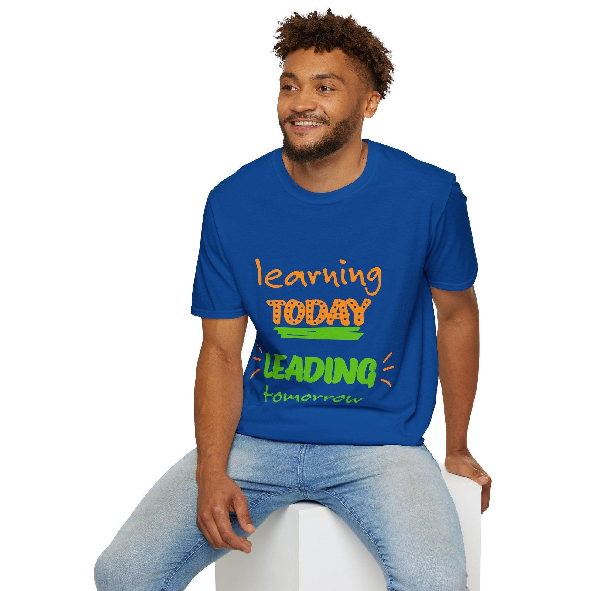 royal blue t shirt, 100 Cotton T Shirt for Women & Men : Leading tomorrow, Learning today Aya's Hidden Treasures