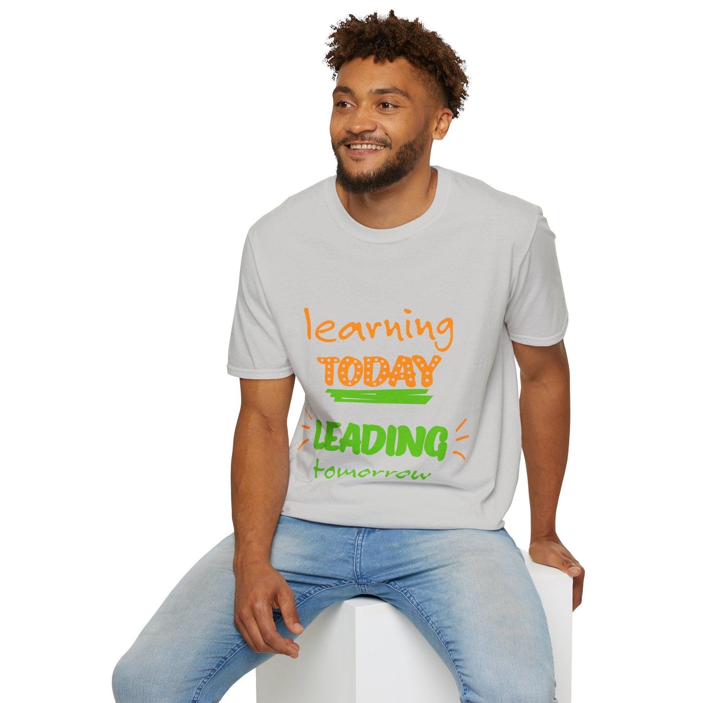 white t shirt, 100 Cotton T Shirt for Women & Men : Leading tomorrow, Learning today Aya's Hidden Treasures