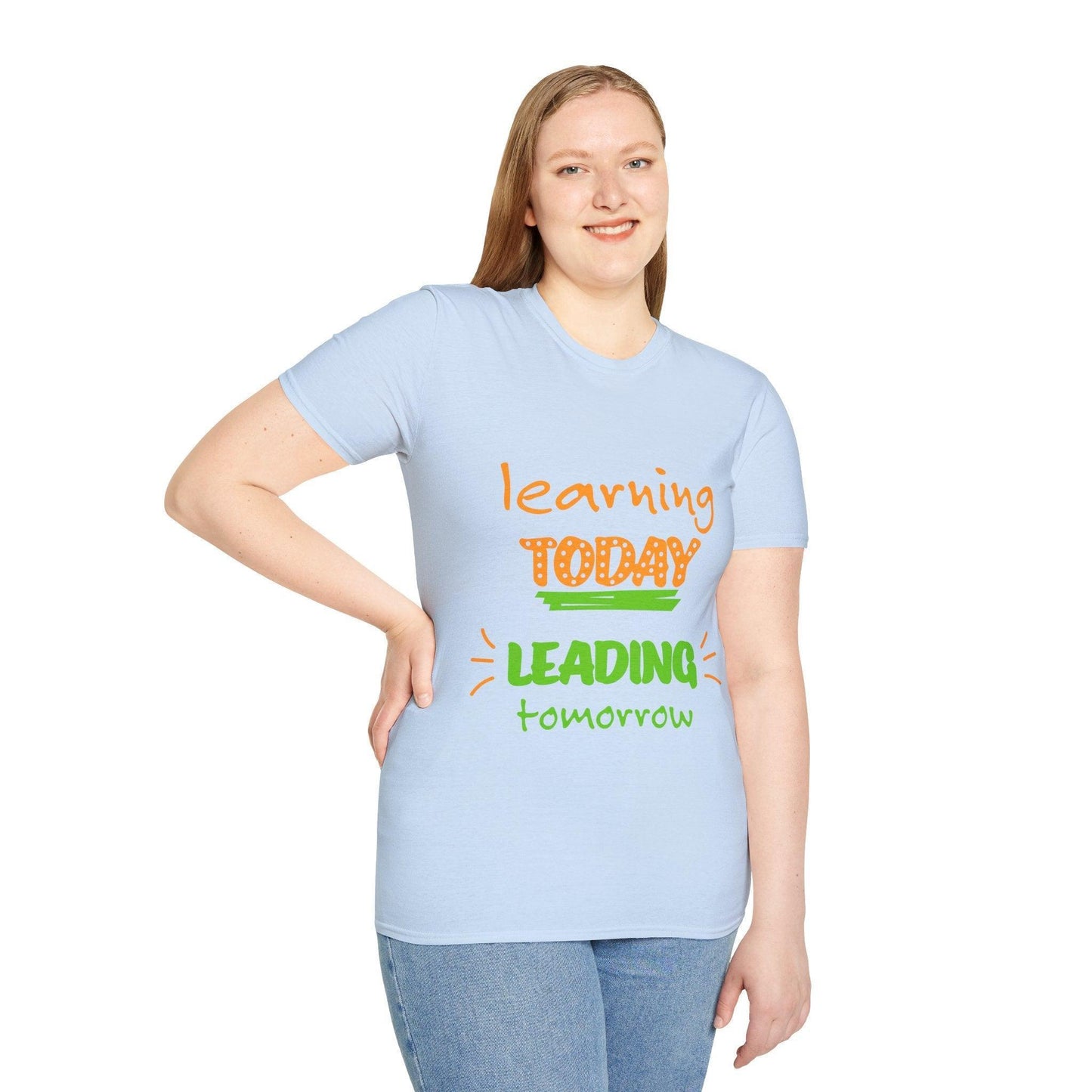 Blue tee shirt, 100 Cotton T Shirt for Women & Men : Leading tomorrow, Learning today Aya's Hidden Treasures