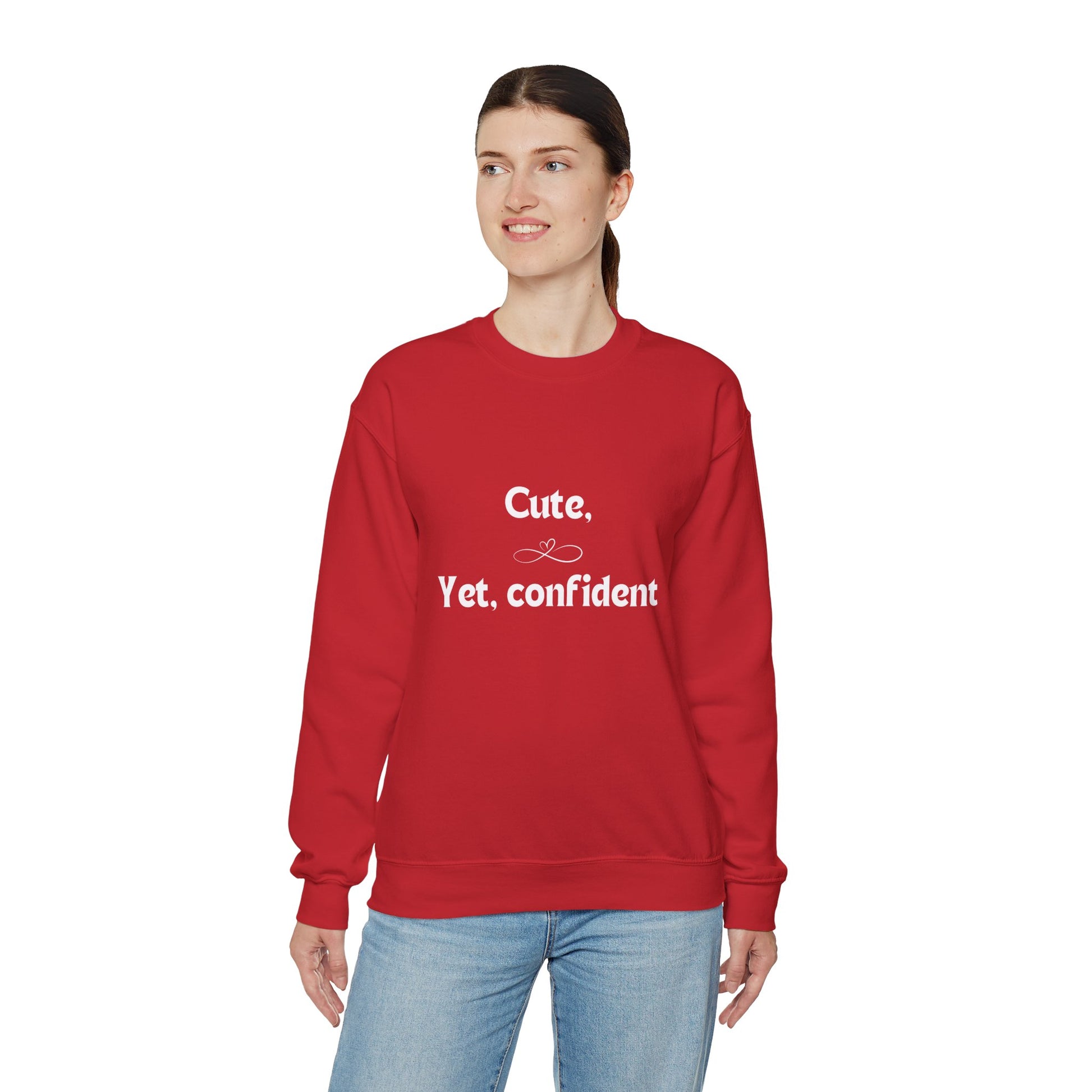 red crew neck sweatshirt for women