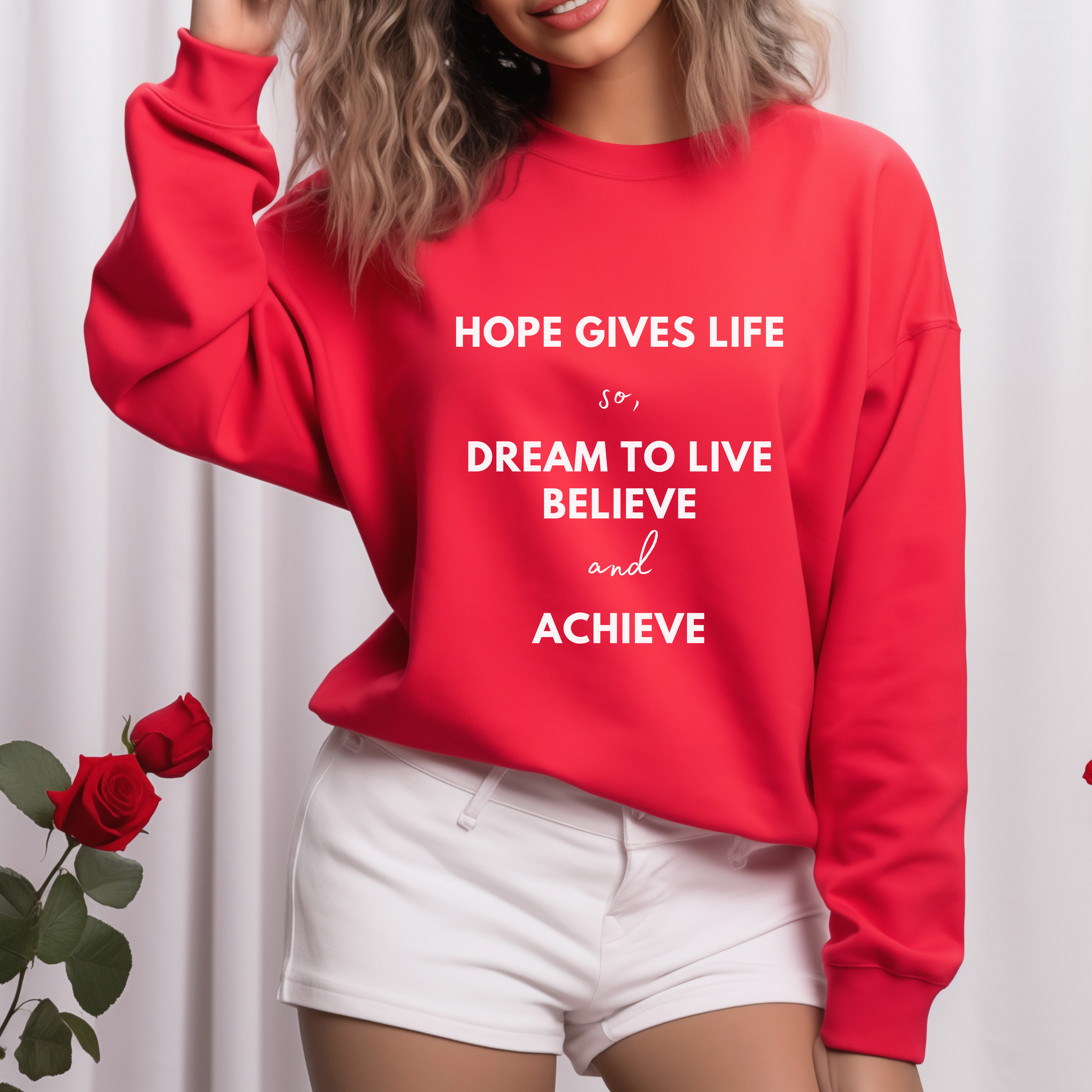 red crewneck sweatshirt