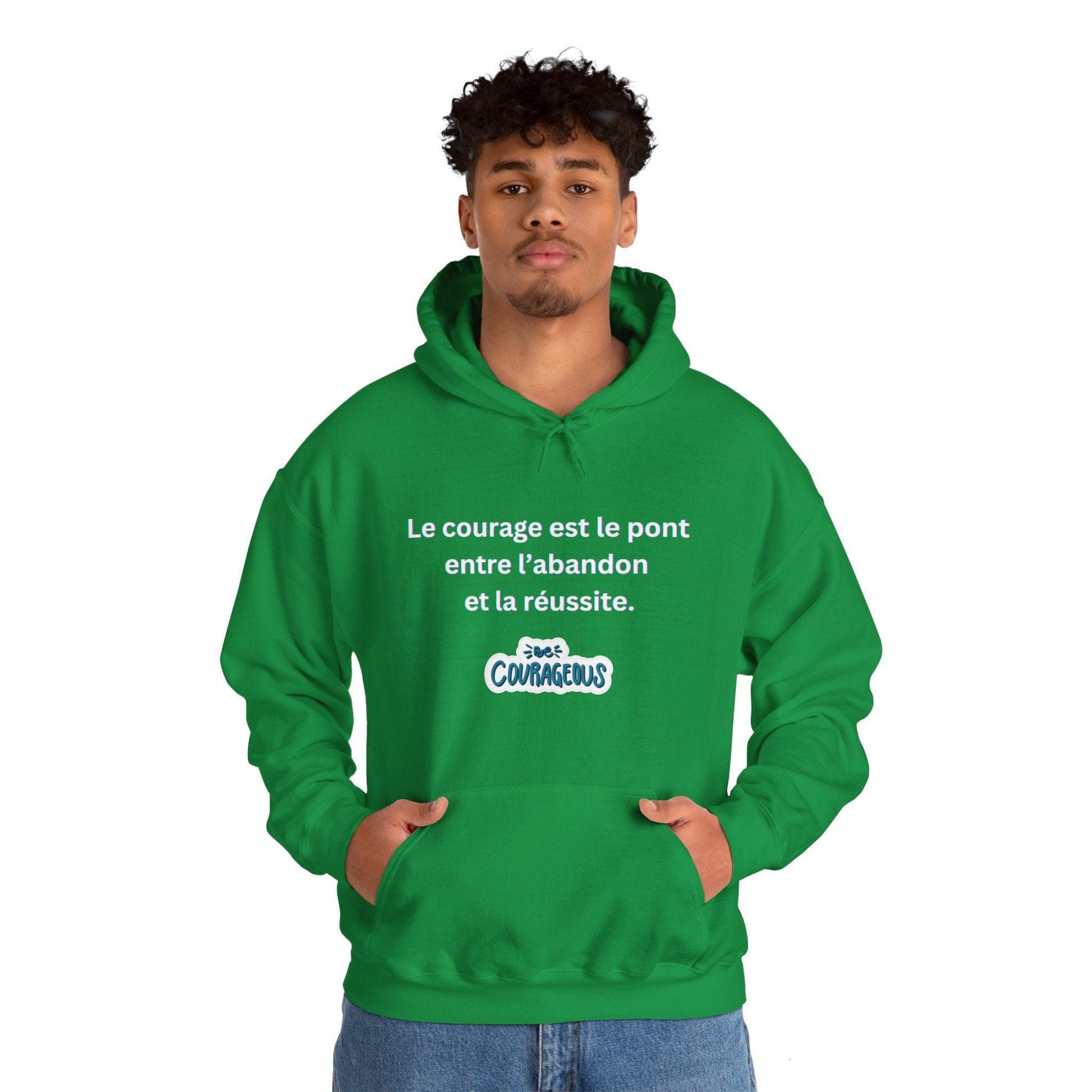 green Hooded Sweatshirt : Courageous Conquest Ahead Aya's Hidden Treasures