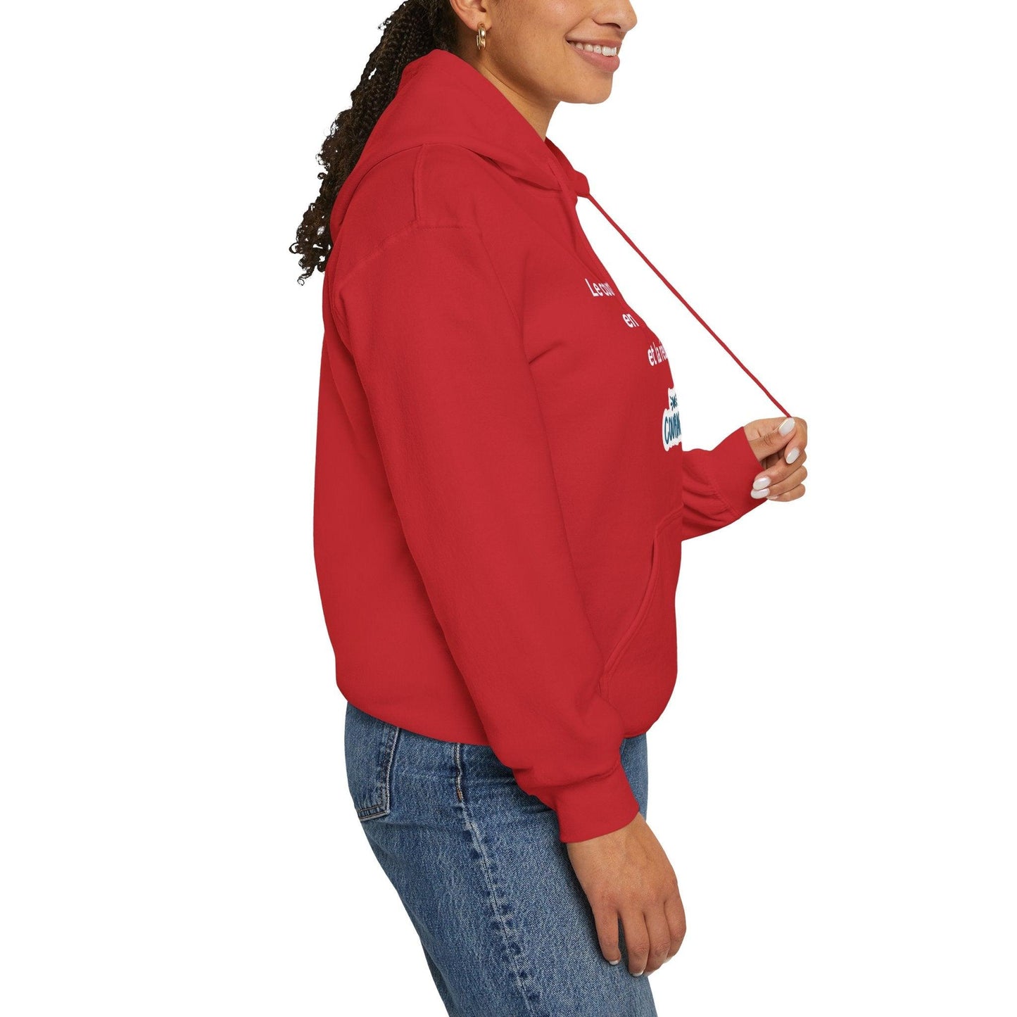 Red Hooded Sweatshirt : Courageous Conquest Ahead Aya's Hidden Treasures