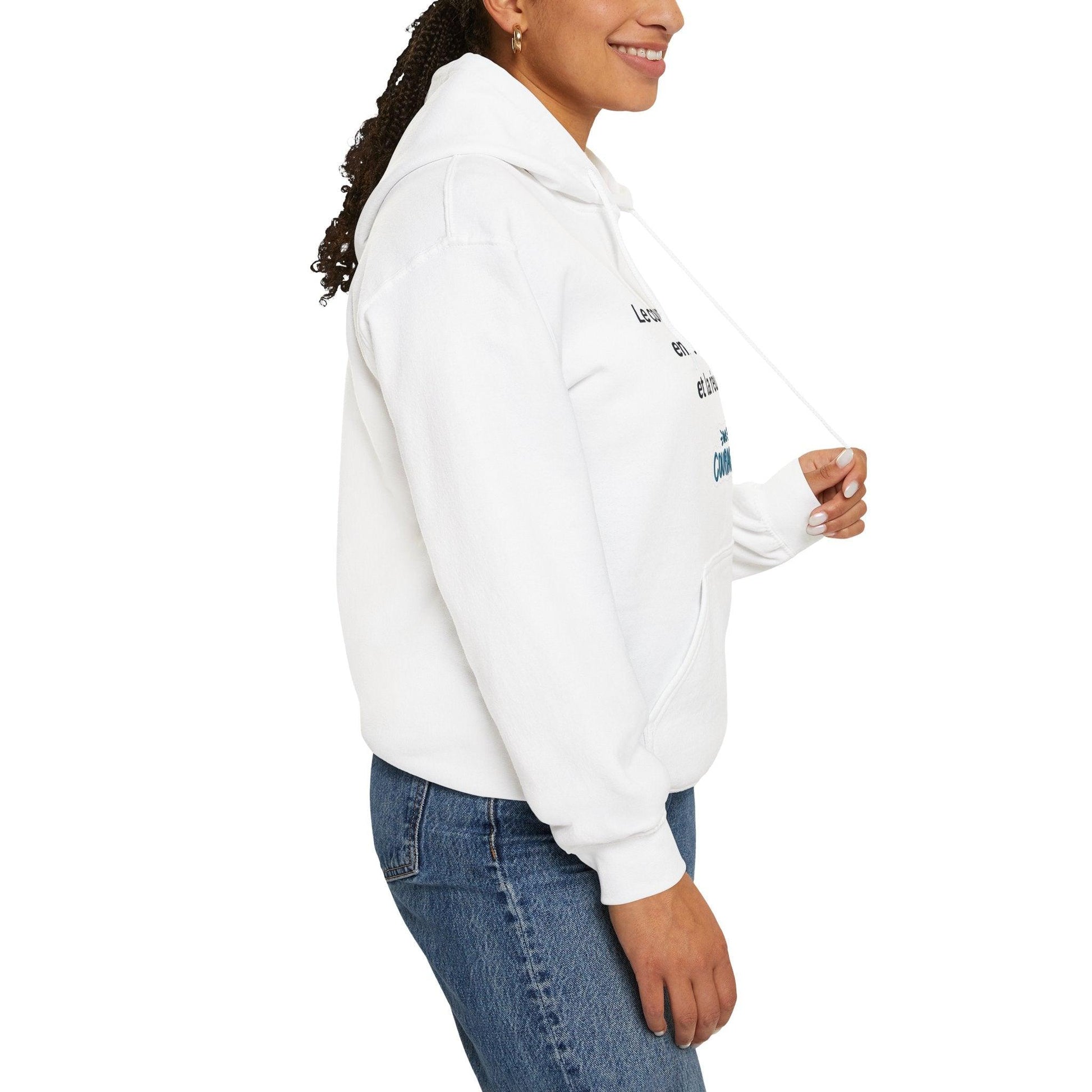 White Hooded Sweatshirt : Courageous Conquest Ahead Aya's Hidden Treasures